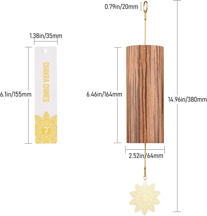 Mowind Chakra Chimes Natural Bamboo Wind Chimes Meditation Chord Windchime Wind Bell for Home Decoration Zen Mindfulness Solar Plexus Chakra - Image 2